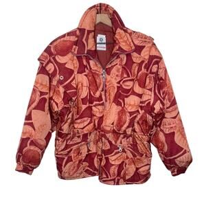 COLMAR CABAN Women's US 8 Italian Sportswear Hooded Puffer Jacket Orange Red